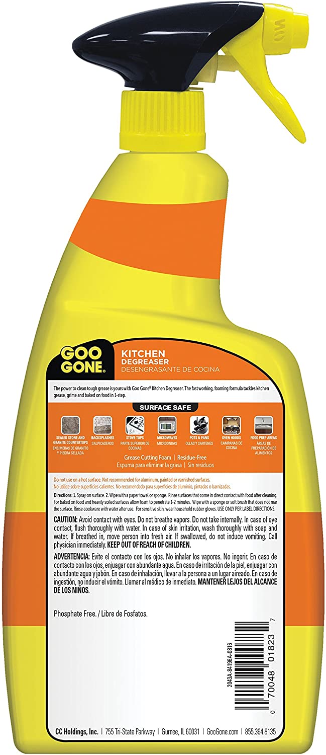 Goo Gone Kitchen Degreaser, Fast-Working, Clinging Formula, Residue Free 
