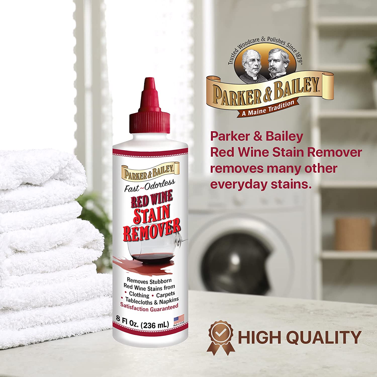 Parker & Bailey Liquid Stain Remover - Instant Stain Removal on Laundry  Clothing Fabric Ink Grease Blood Grass Coffee Wine Food Carpet Upholstery  Spot